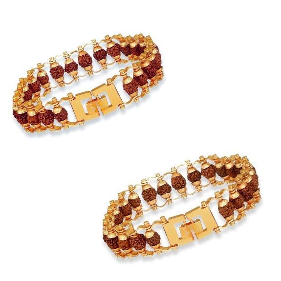 Vaidik 5 Mukhi Rudraksha Gold Plated Bracelet